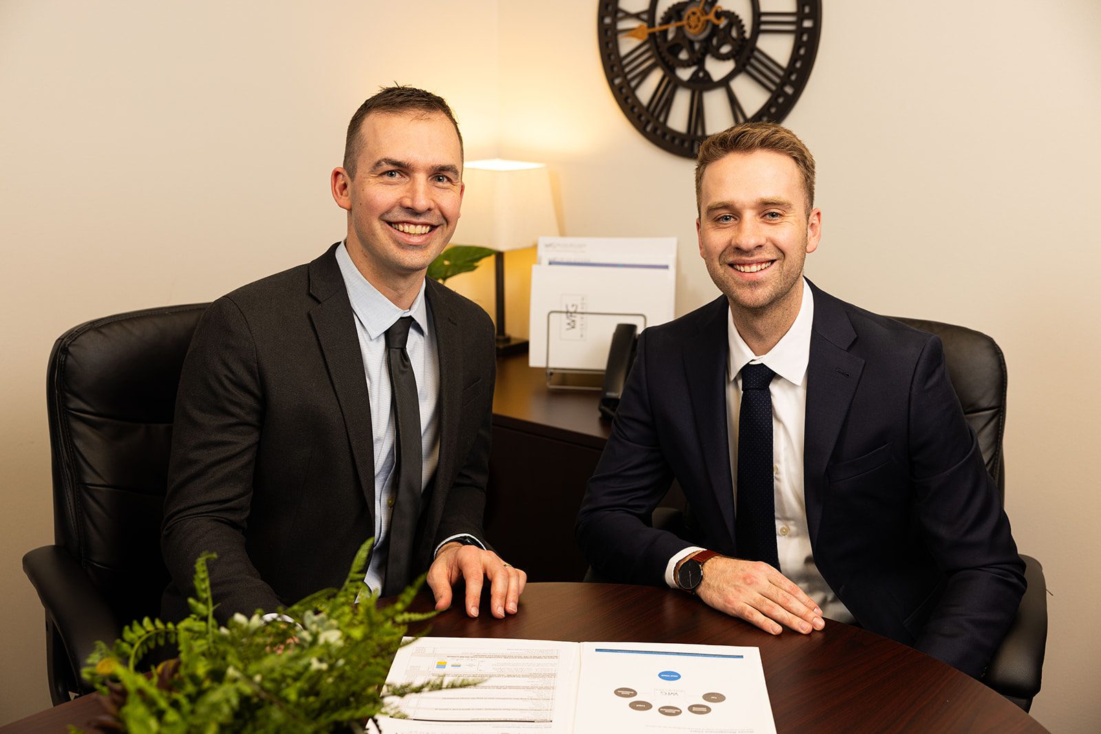 Barry Wiskirchen & Blake Wiskirchen, Wiskirchen Financial Group conference room table